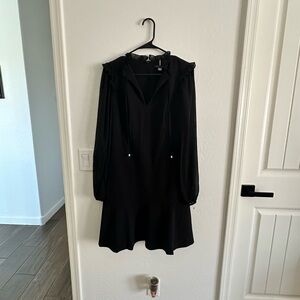 Tommy Hilfiger Black V-Neck Bishop Sleeve Cocktail Dress